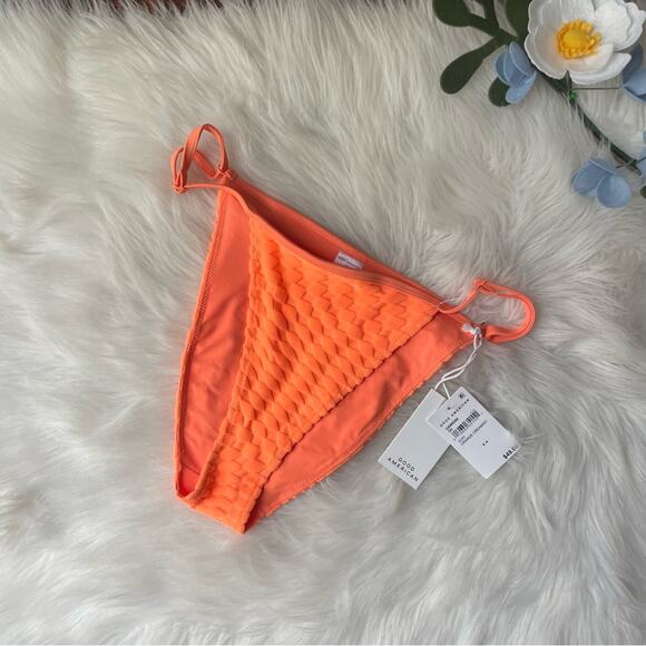 GOOD AMERICAN swim Jacquard Orange Cream Bikini Bottoms NWT - Picture 1 of 4
